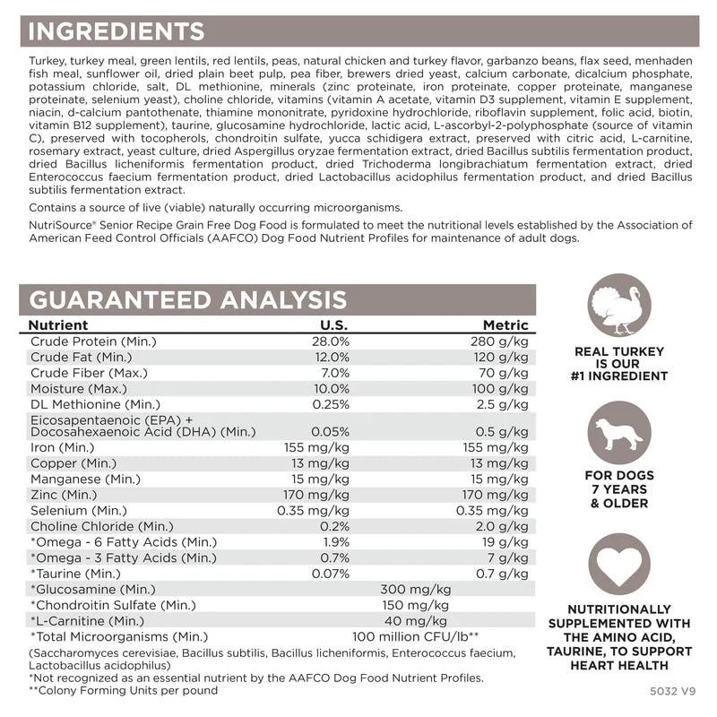 NutriSource Grain Free Senior 26 LB  - Image 3